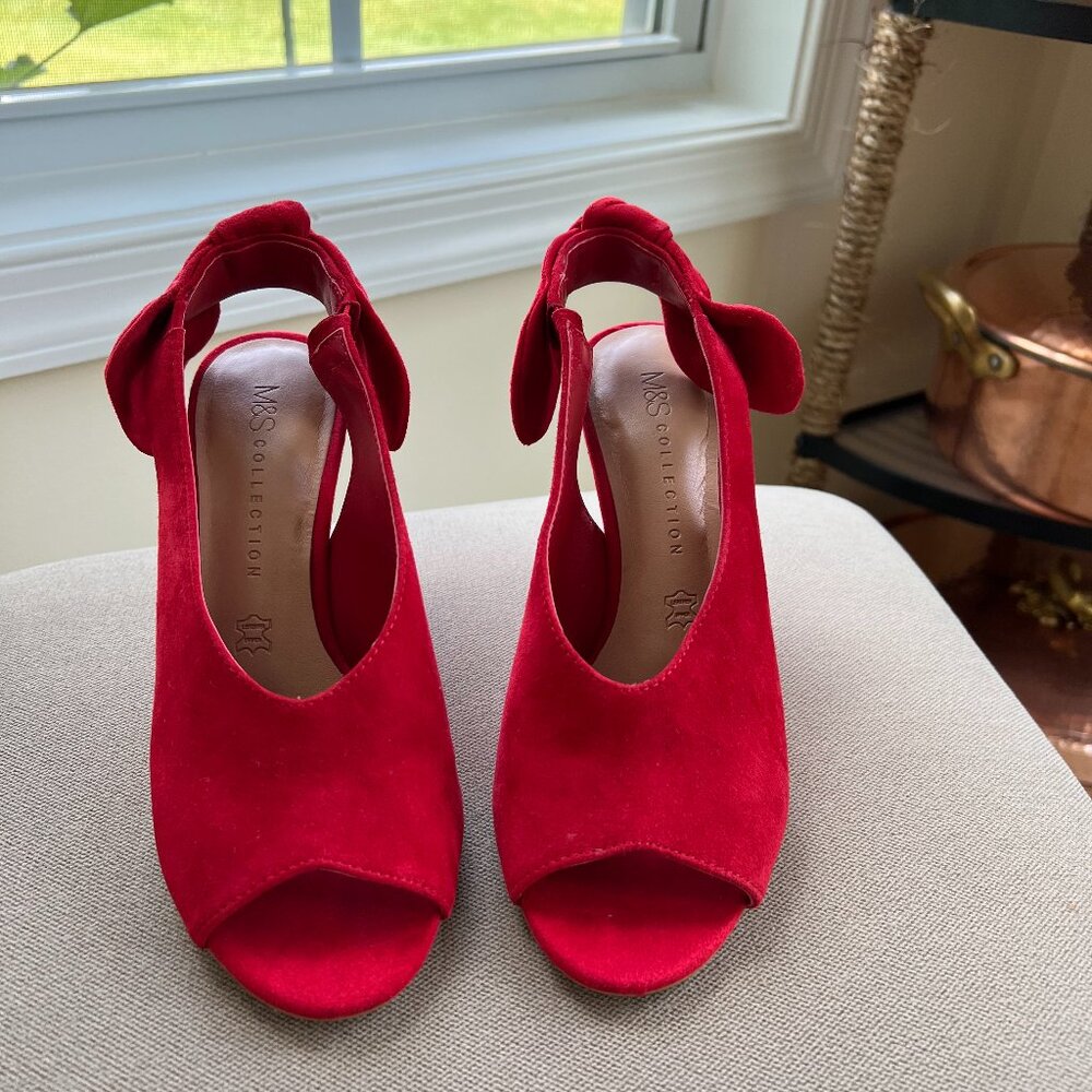 Marks & Spencer red platform Slingbacks